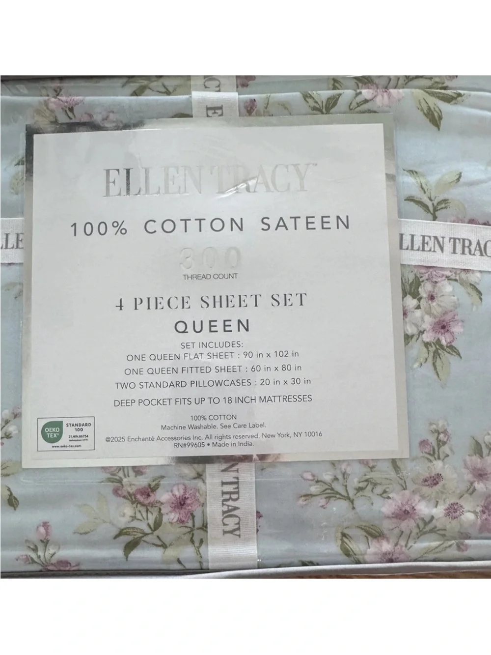 Beautiful QUEEN 4 Pc Sheet Set ~ 300TC Cotton Sateen ~ Deep Pocket Floral